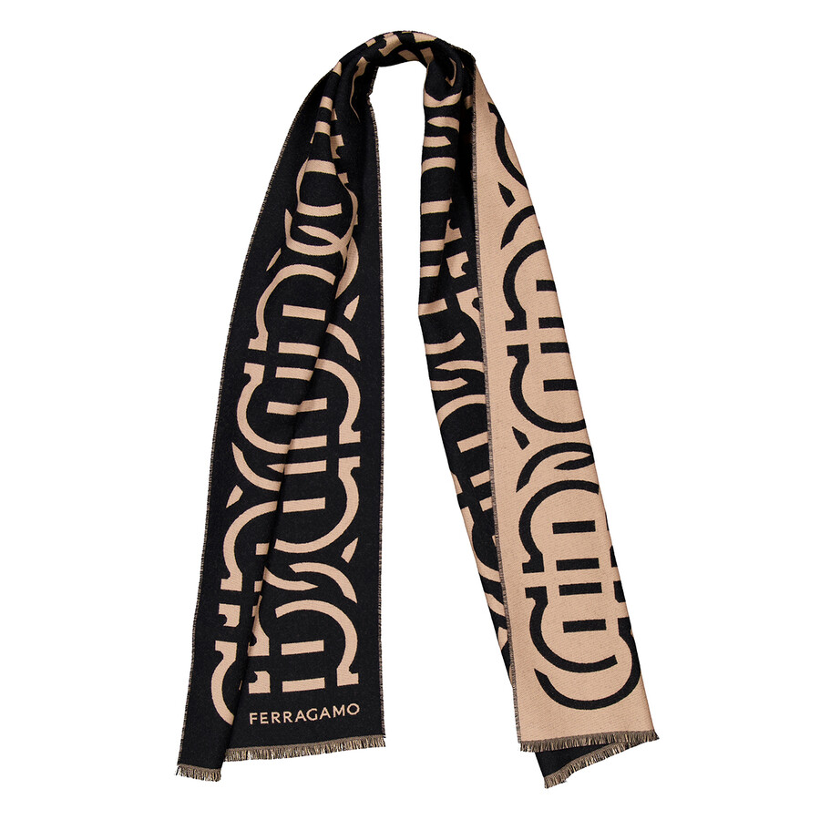 Ferragamo Logo Scarf In Black