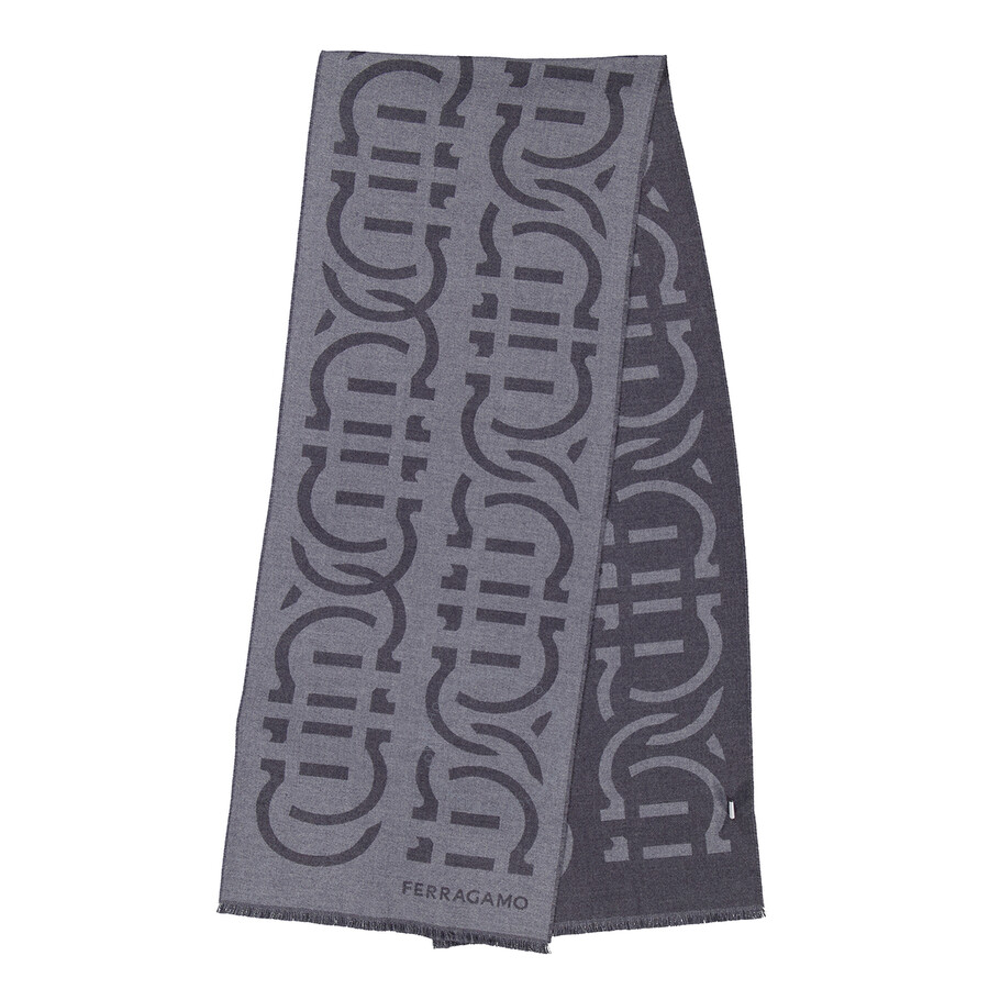 Ferragamo Pattern Scarf In Grey