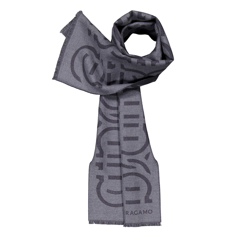 Ferragamo Pattern Scarf In Grey