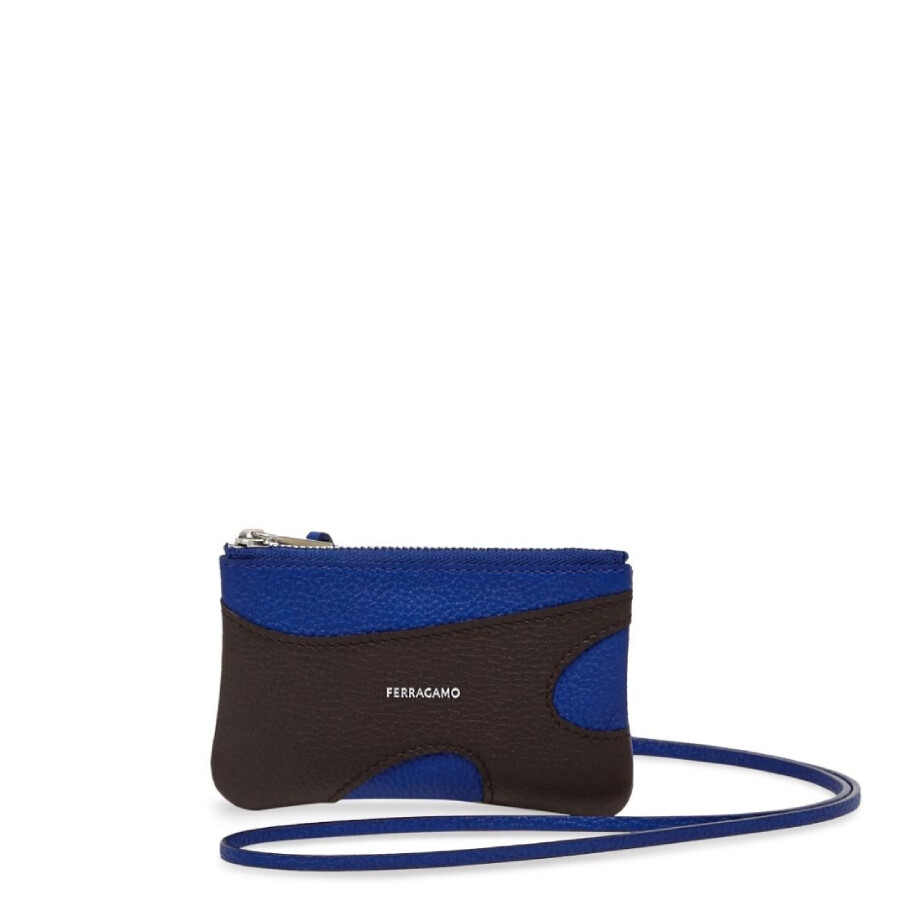 Ferragamo Logo Stamp Leather Cardholder In Blue
