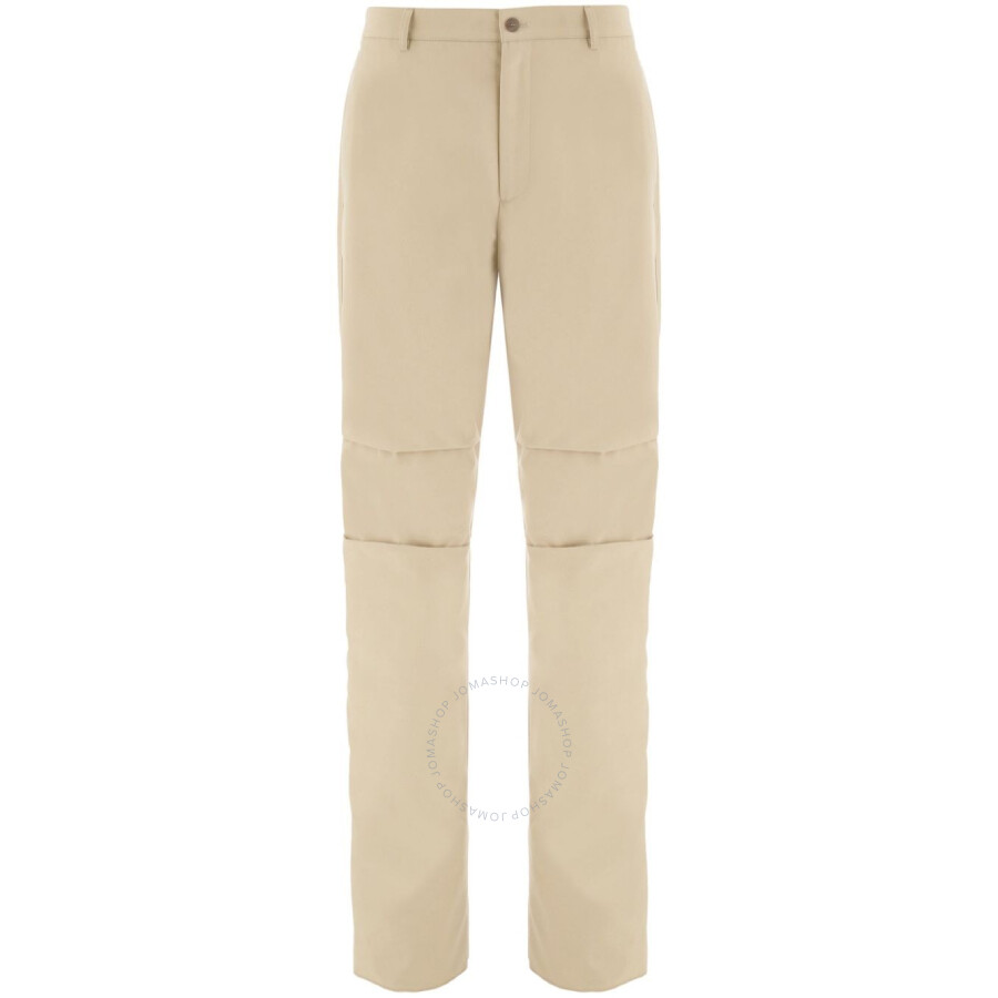 Ferragamo Logo-patch Cotton Cropped Trousers In Beige