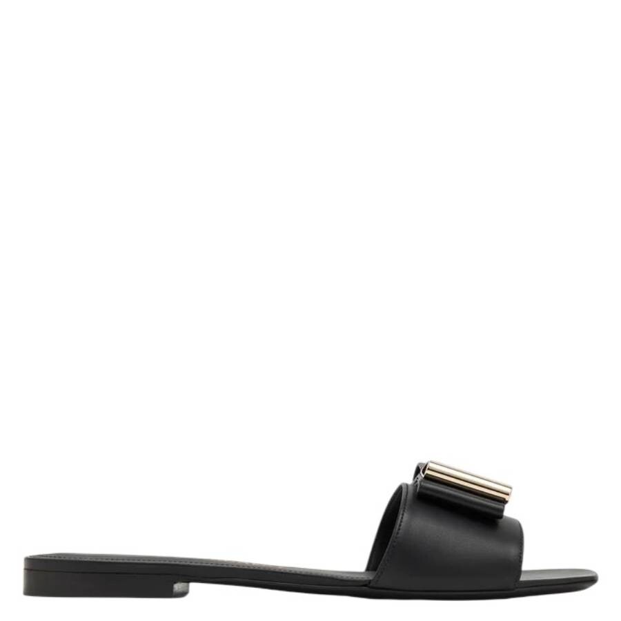 Ferragamo Lyana Double-bow Slides In Black