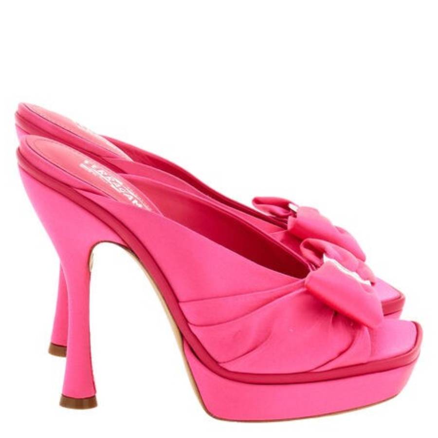 Ferragamo Lydie Platform Satin Sandals In Pink