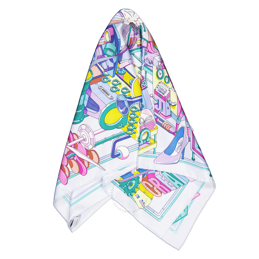 Ferragamo Manovia Print Silk Scarf In Purple