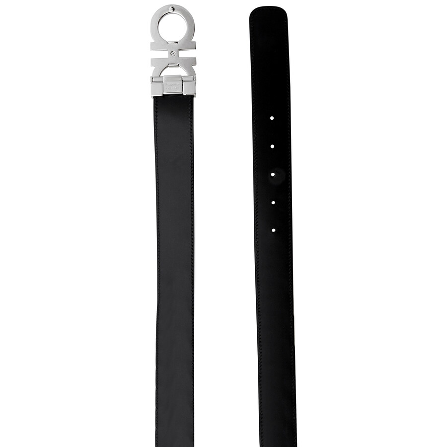 Ferragamo Men's Black Adjustable And Reversible Gancini Belt In Black