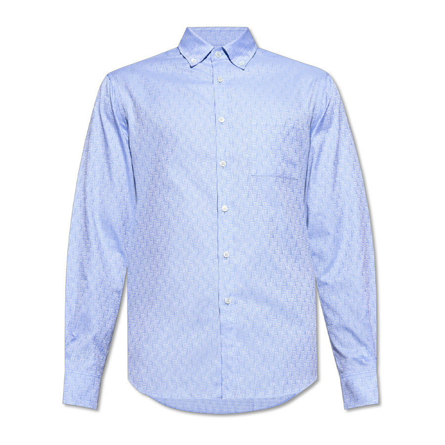 Men's Blue Oxford Cotton Monogram Shirt