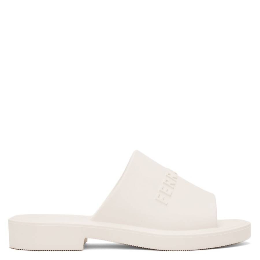 Ferragamo Men's White Logo-embossed Slip-on Sandals In White