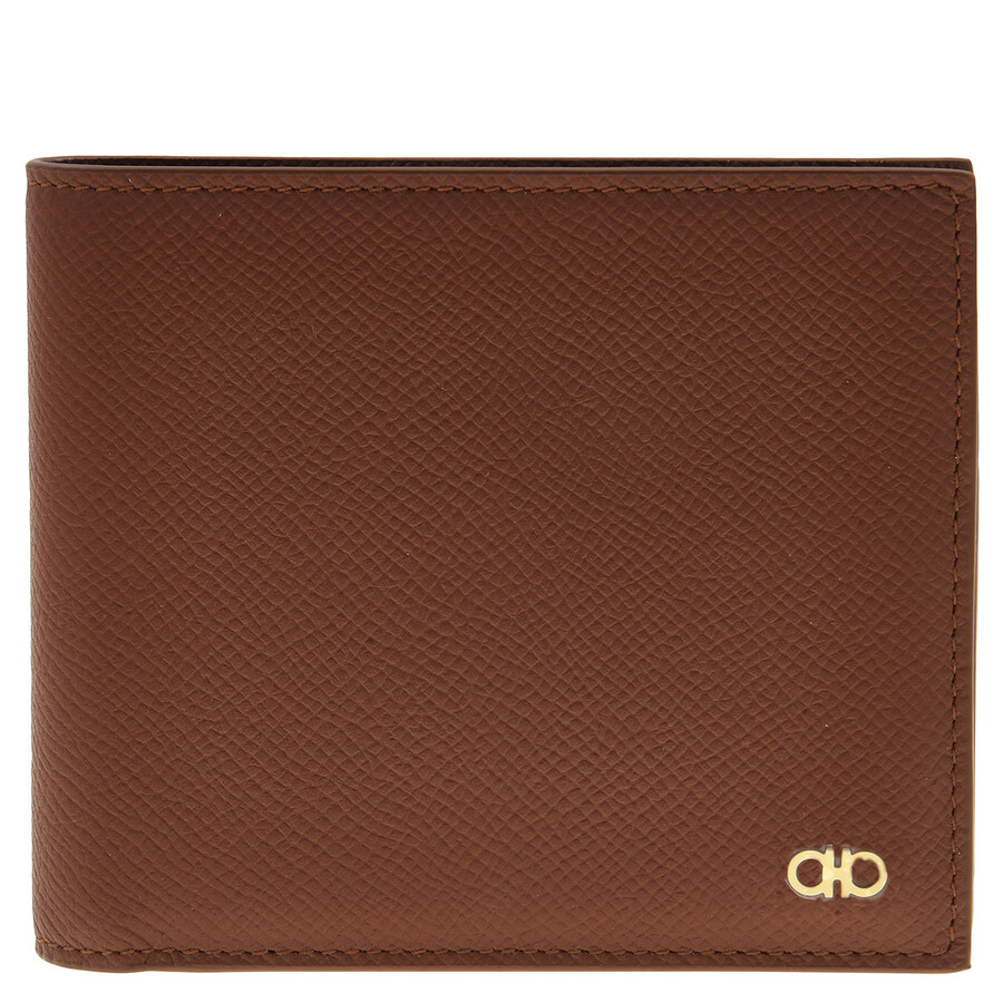 Ferragamo Micro Gancini Logo Bi-fold Wallet-brown In Brown