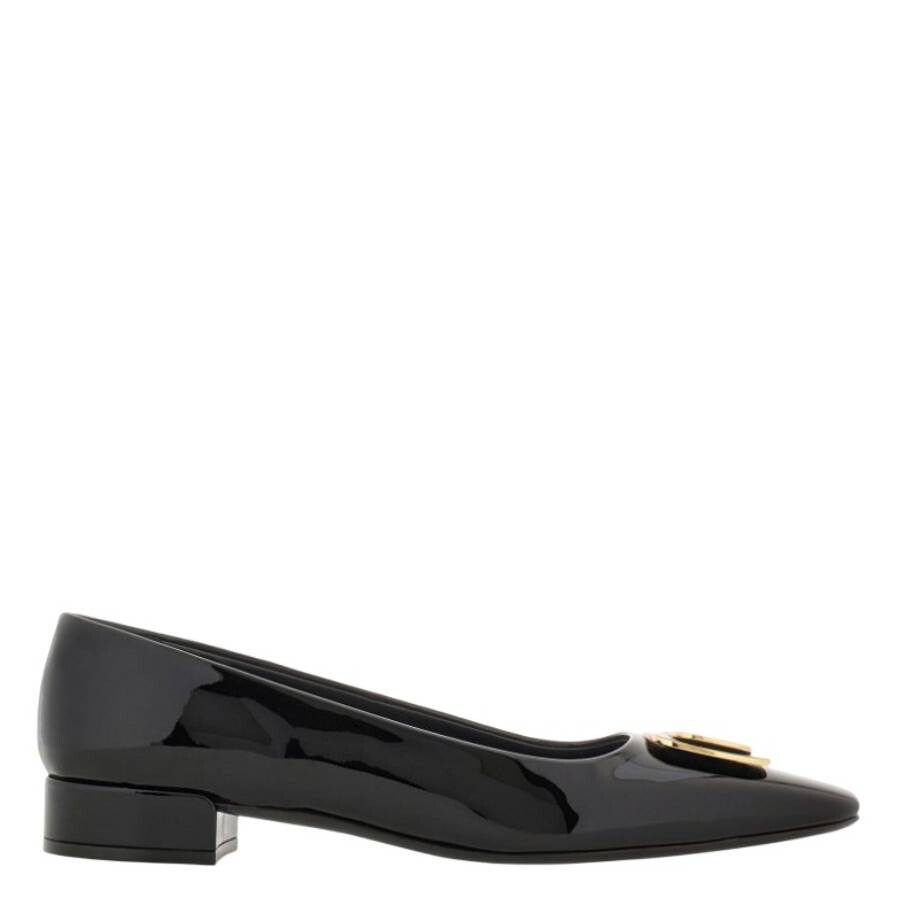 Ferragamo New Vara Plate Patent Leather Pumps In Black