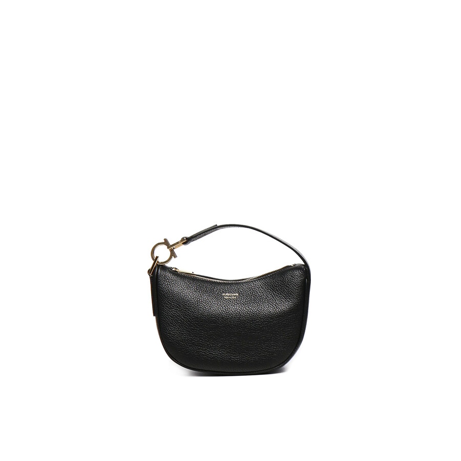 Ferragamo North-south Mini Hobo Bag In Black