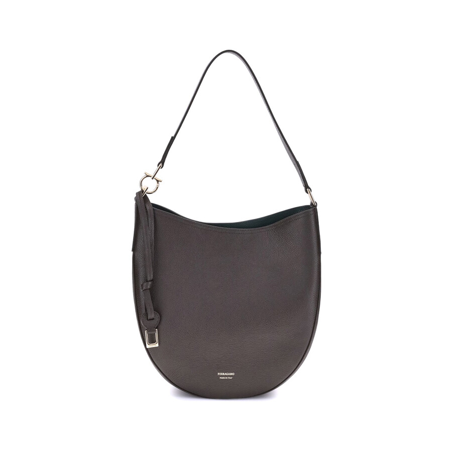 Ferragamo Medium Calfskin Shoulder Bag In Gray