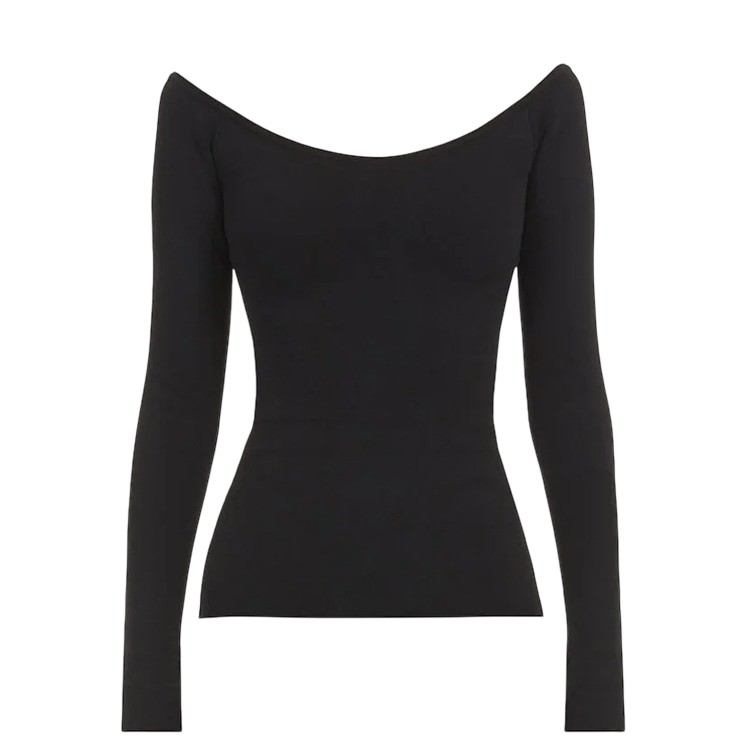 トップス salvatoreFerragamo Ferragamo Off-Shoulder Long-Sleeve Top, Size Medium 111986 766667