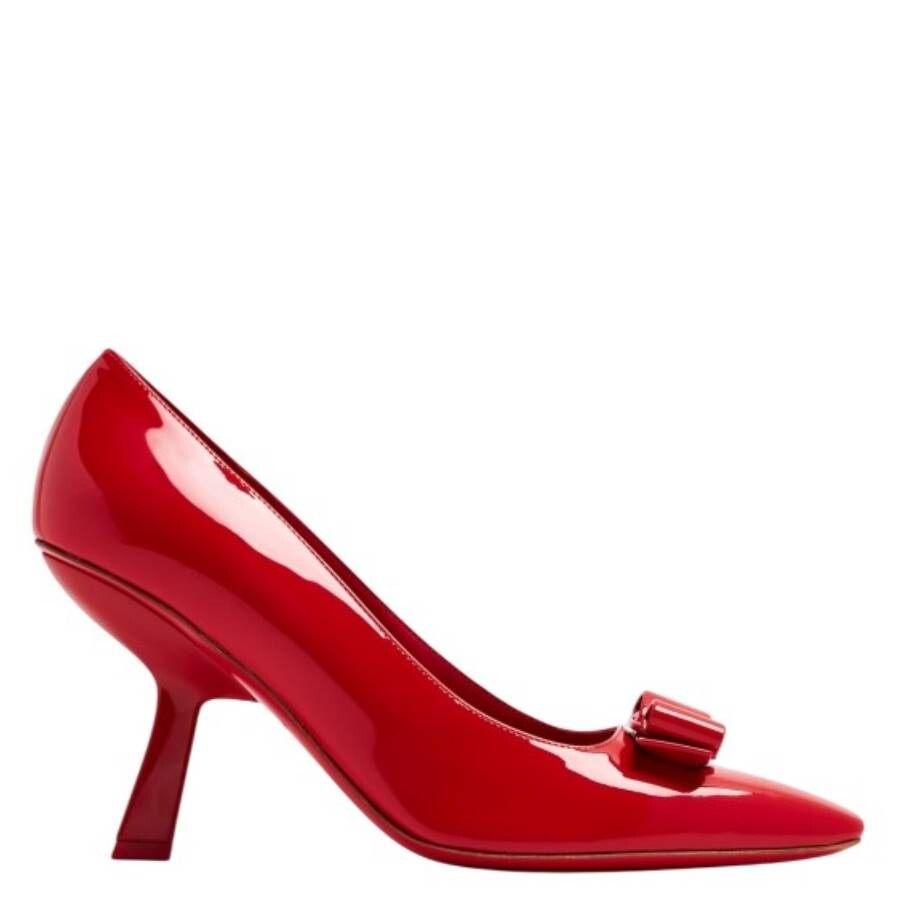 Ferragamo Pointed Toe Kitten Heel Pumps With Bow Detailing In Red
