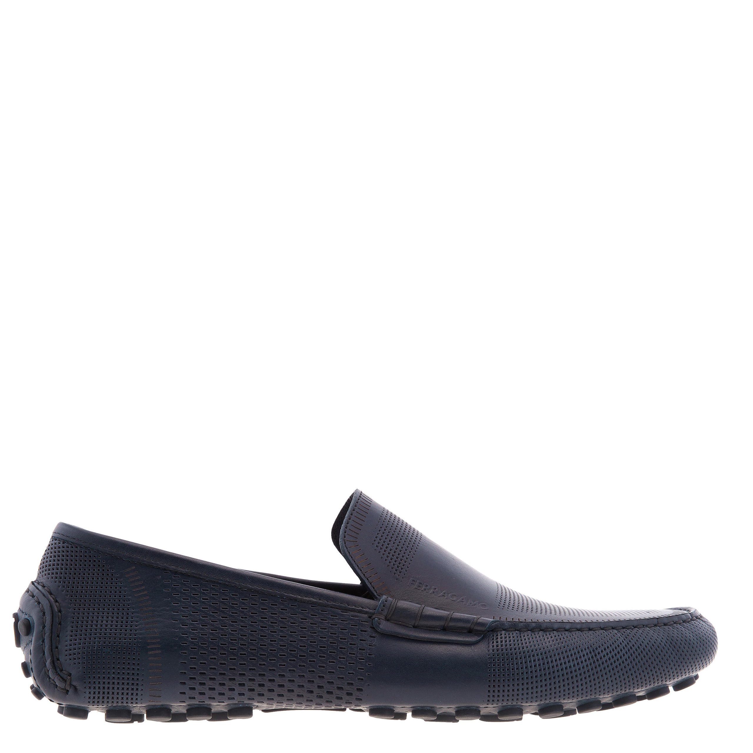 Ferragamo メンズ革靴　９(27cm) Ferragamo Perforated Leather Driver Loafers, Size 9 EE 021439