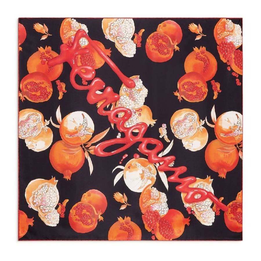 Pomegranate Print Silk Scarf