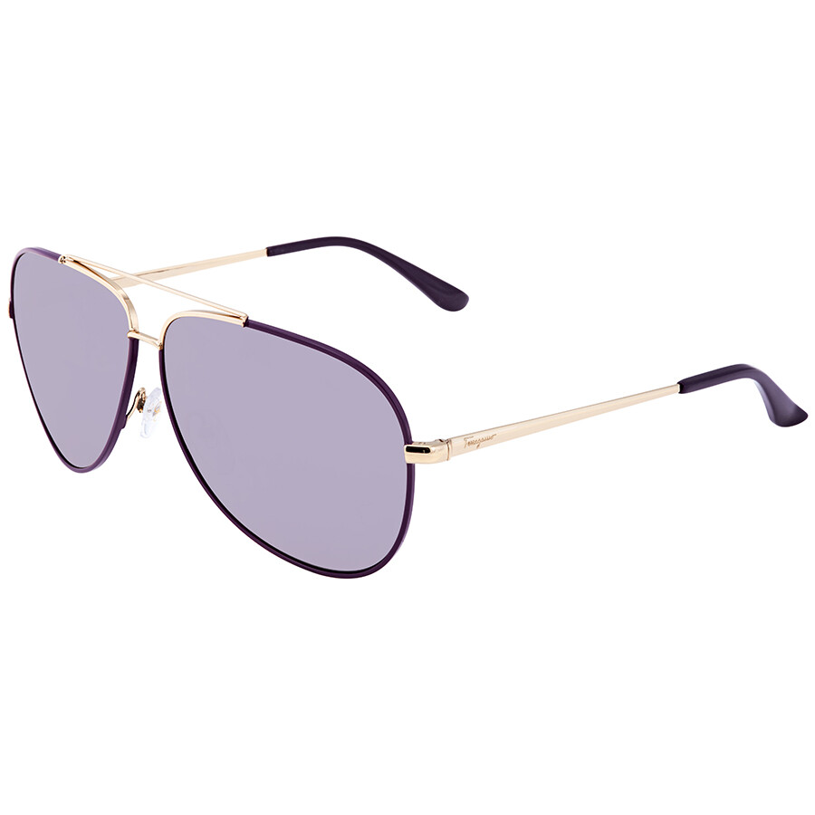 Shop Ferragamo Purple Pilot Unisex Sunglasses Sf131s 736 60