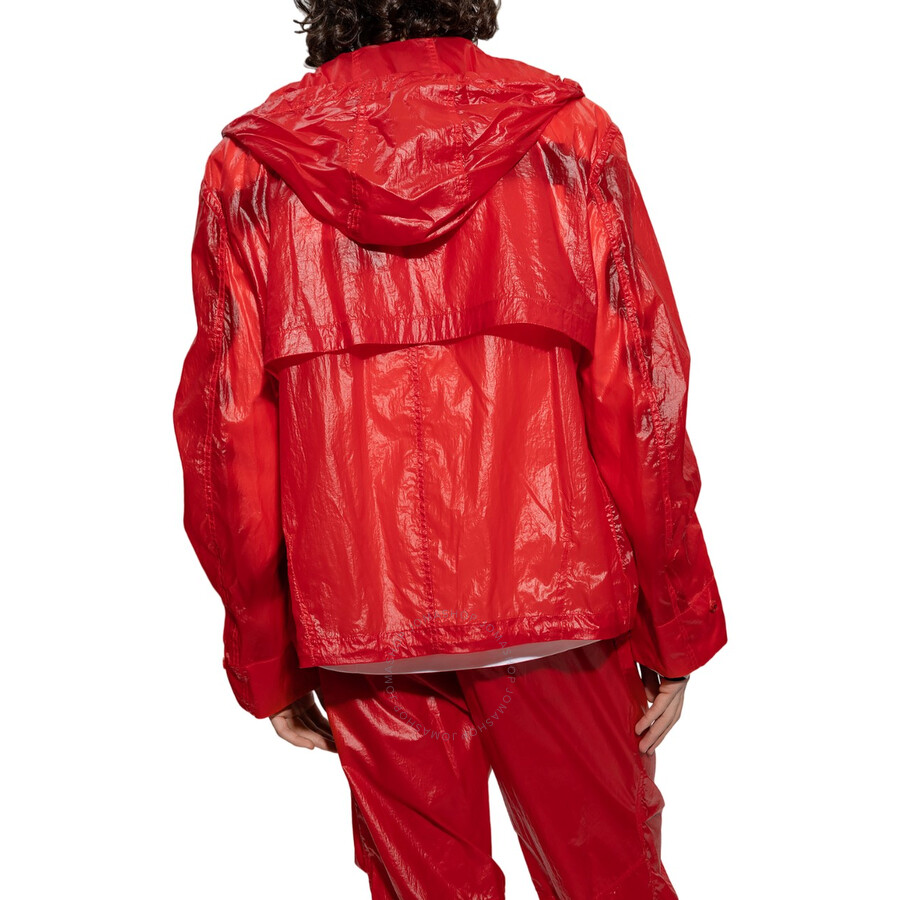 Ferragamo Hooded Windbreaker Jacket With Adjustable Drawstrings In Red