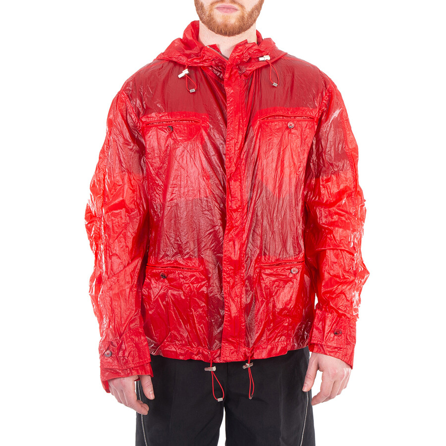 Ferragamo Red Taffeta Drawstring Hooded Jacket, Brand Size