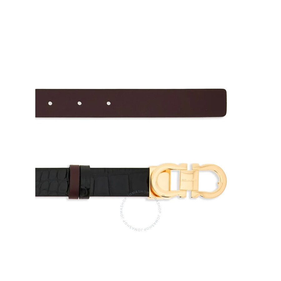 Ferragamo Reversible And Adjustable Gancini Belt In Black