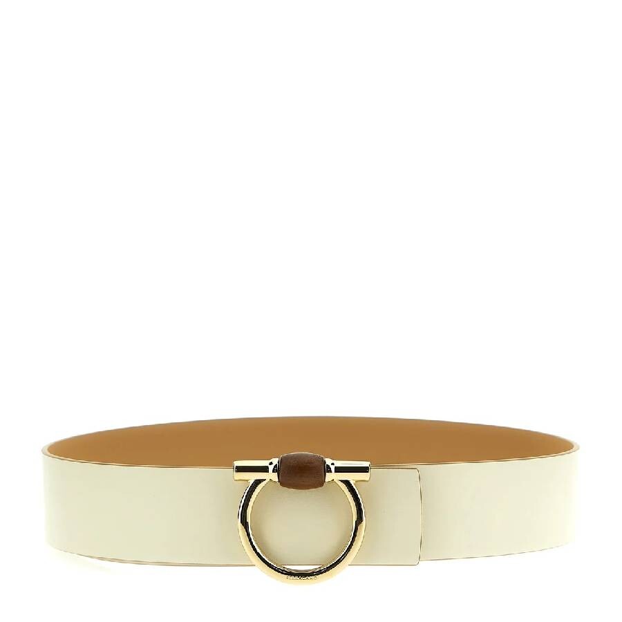 Ferragamo Reversible Gancini Buckle Belt In White