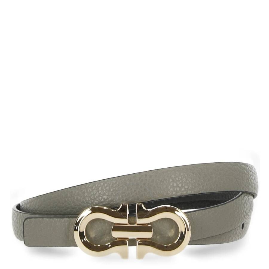 Ferragamo Reversible Gancini Leather Belt In Grey