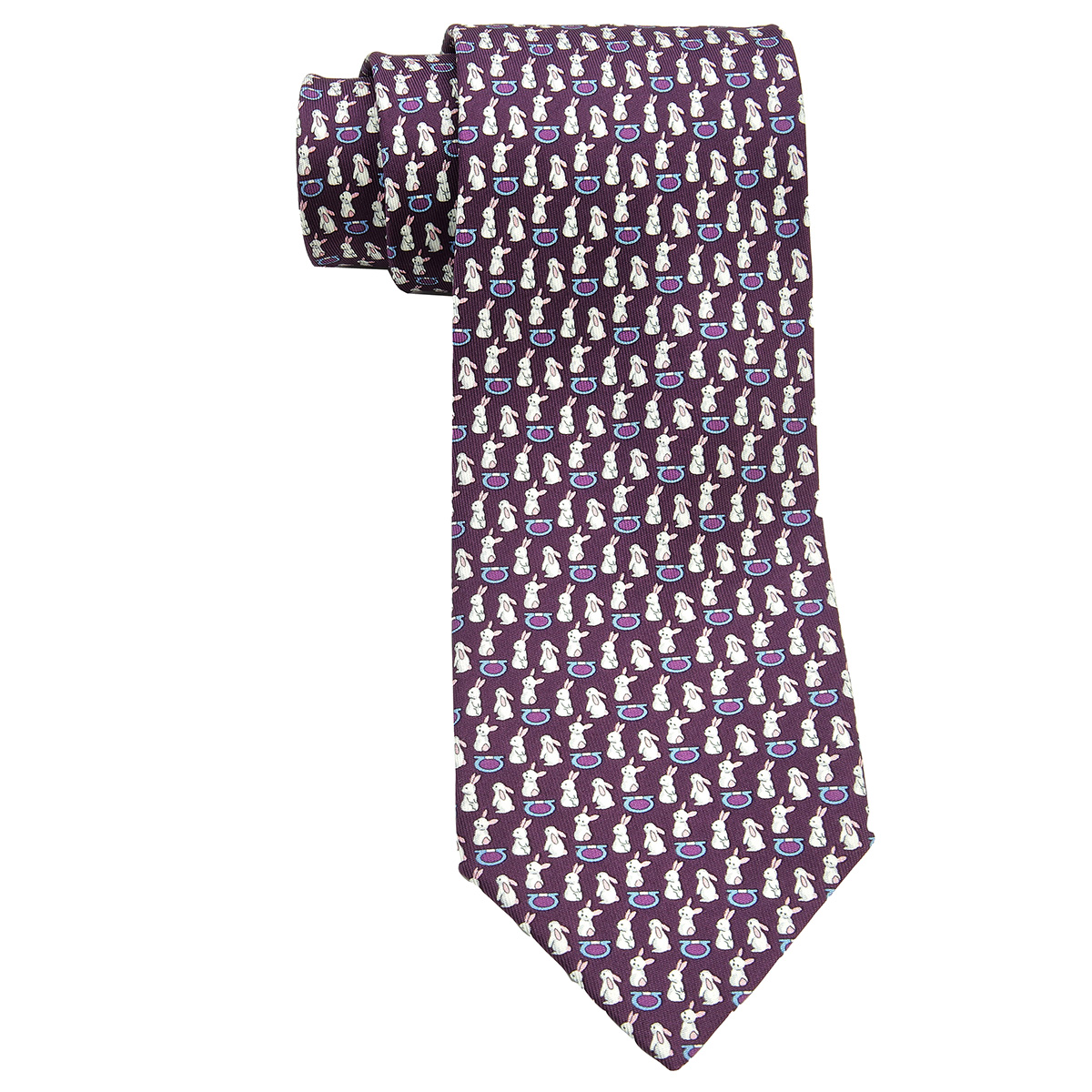 Ferragamo Ricky Bunny Print Silk Twill Tie 350784 757575 8057553978784 ...