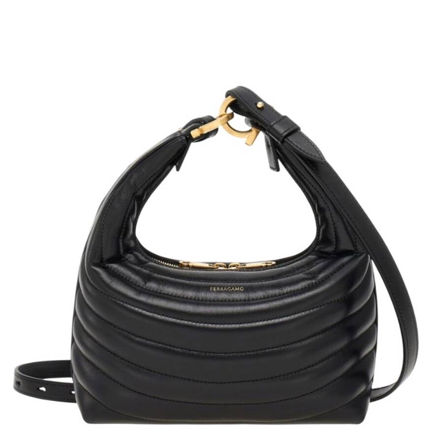 Ferragamo S Quilted Hobo Crossbody Bag In Black In Black