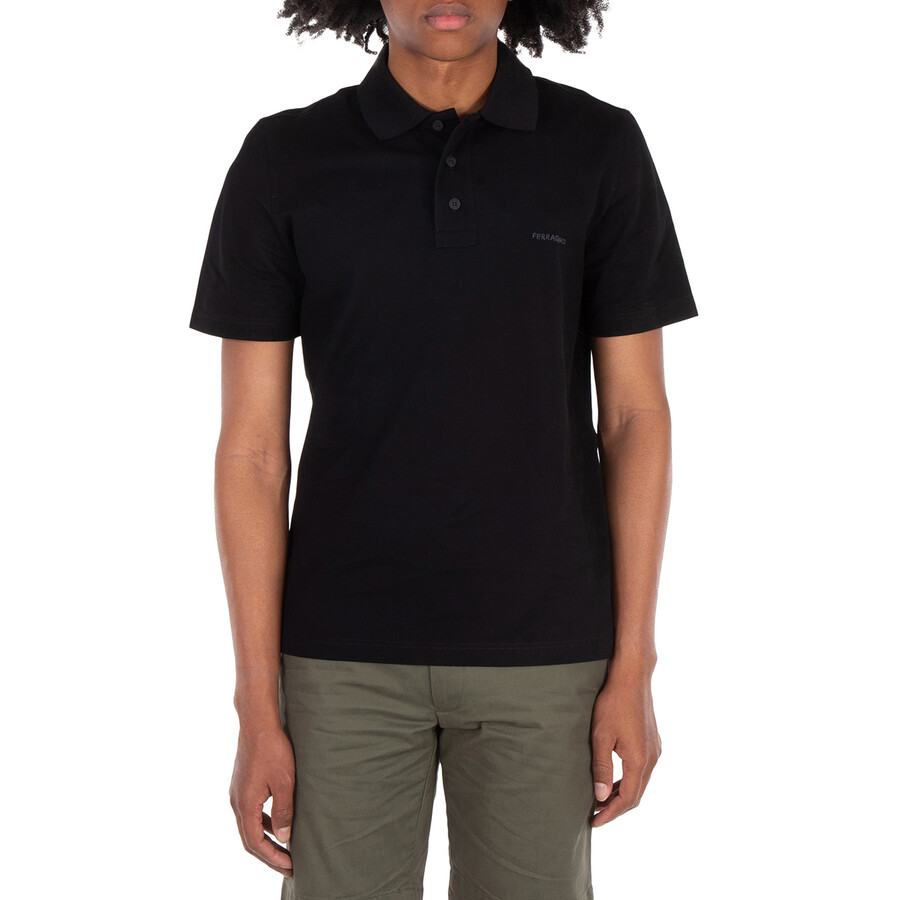 Ferragamo Short Sleeve Cotton Polo Shirt, Size Medium 122328