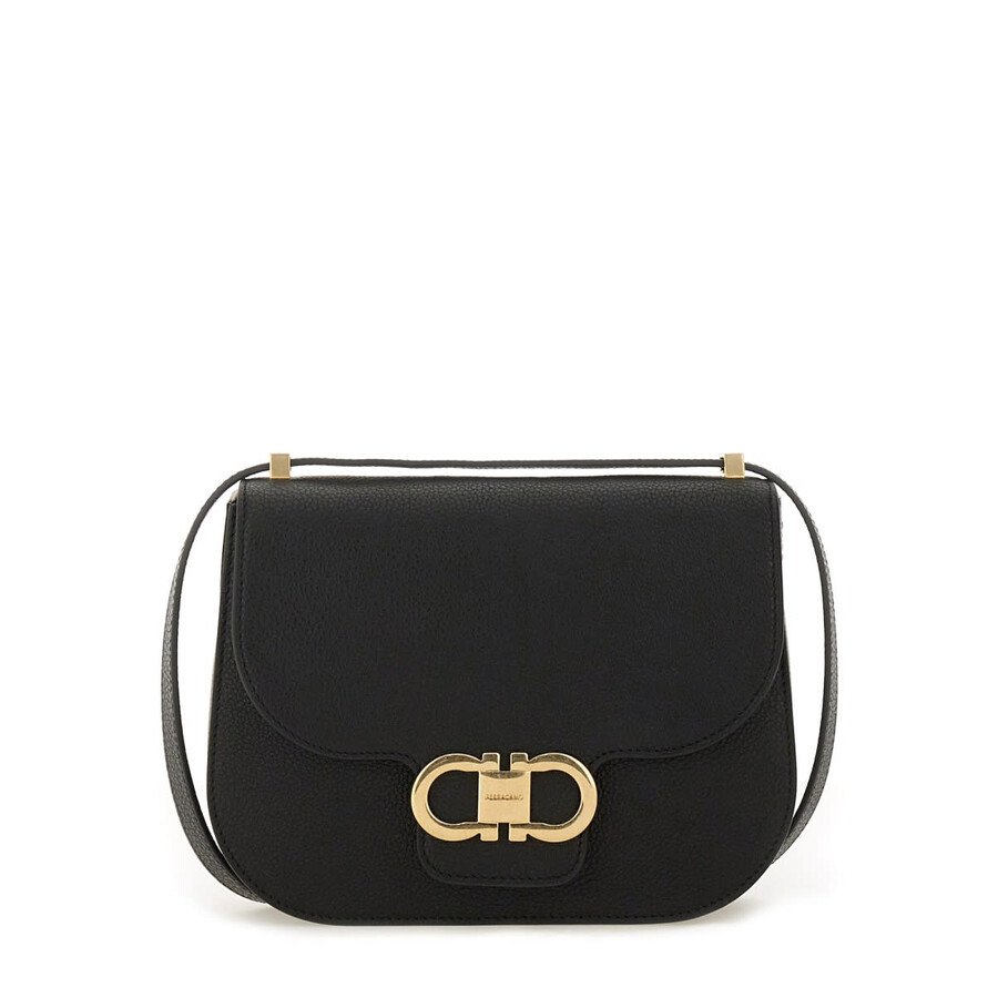 Ferragamo Shoulder Bag Double Hooks In Black