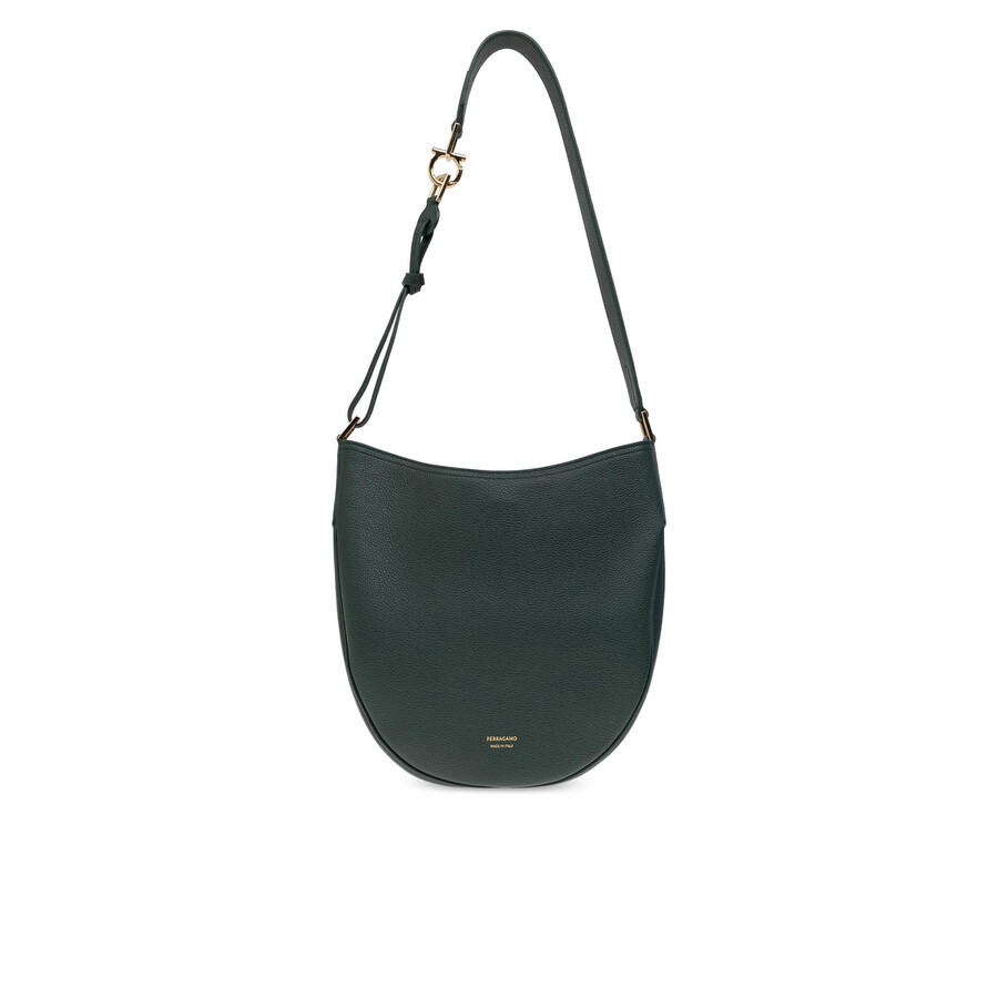 Ferragamo Shoulder Bag Noth-south Hobo Medium In Green