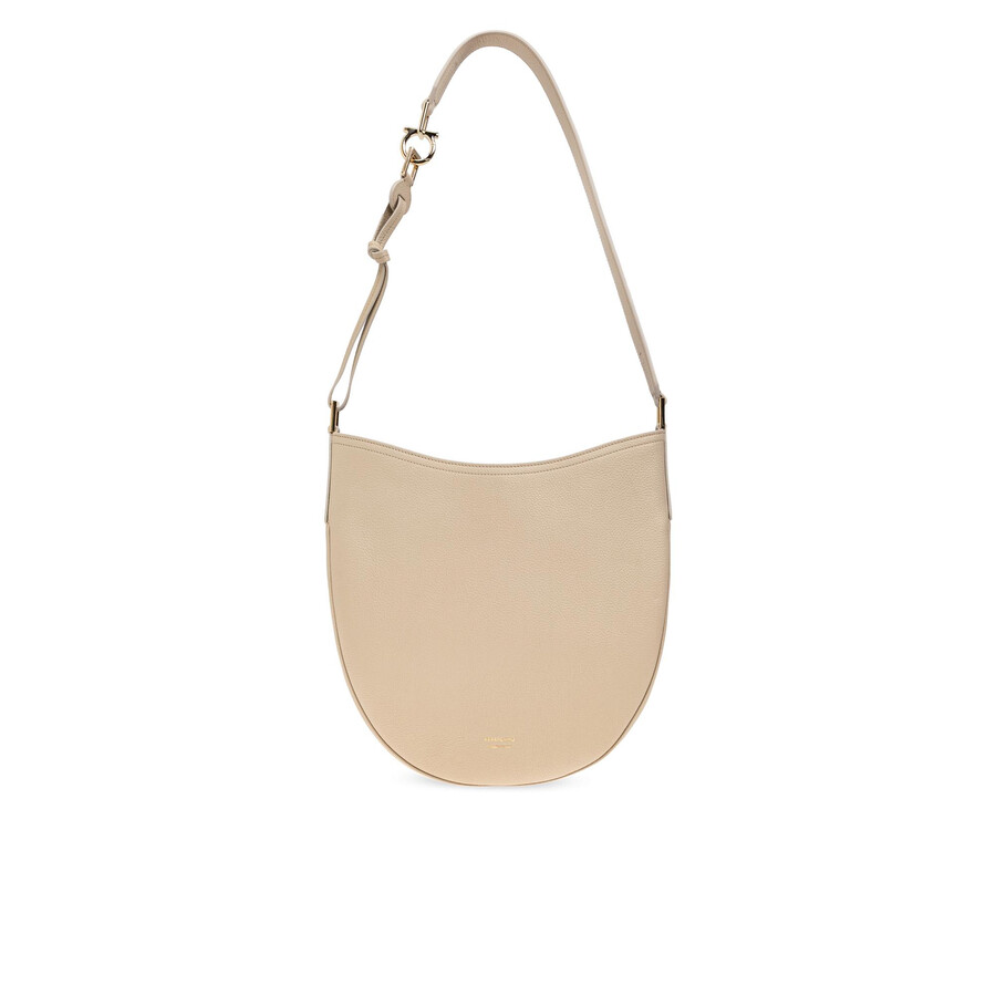 Ferragamo Shoulder Bag 'noth-south Hobo Medium' In Sand
