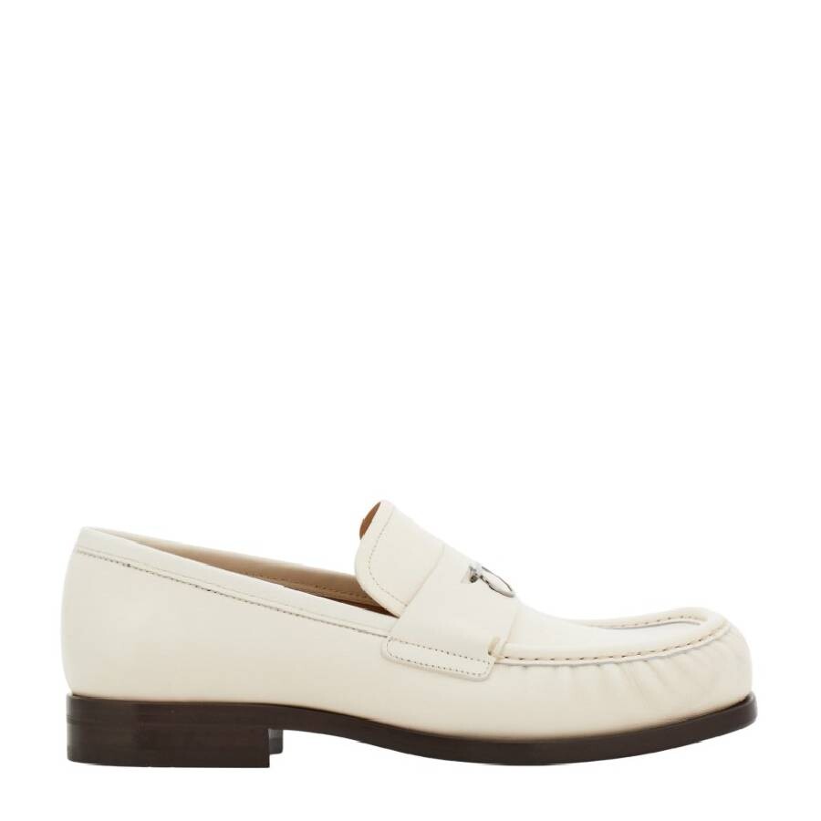 Ferragamo Slip-on Leather Delmo Loafers In White
