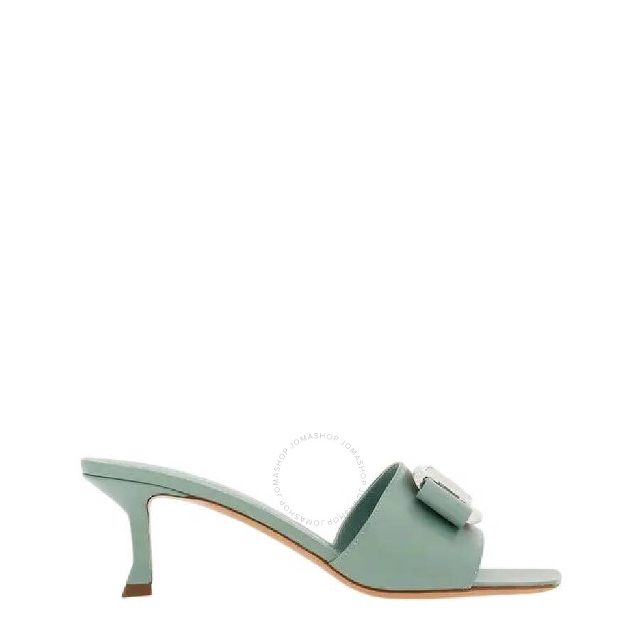 Ferragamo Woman New Vara Plate Mule In Green