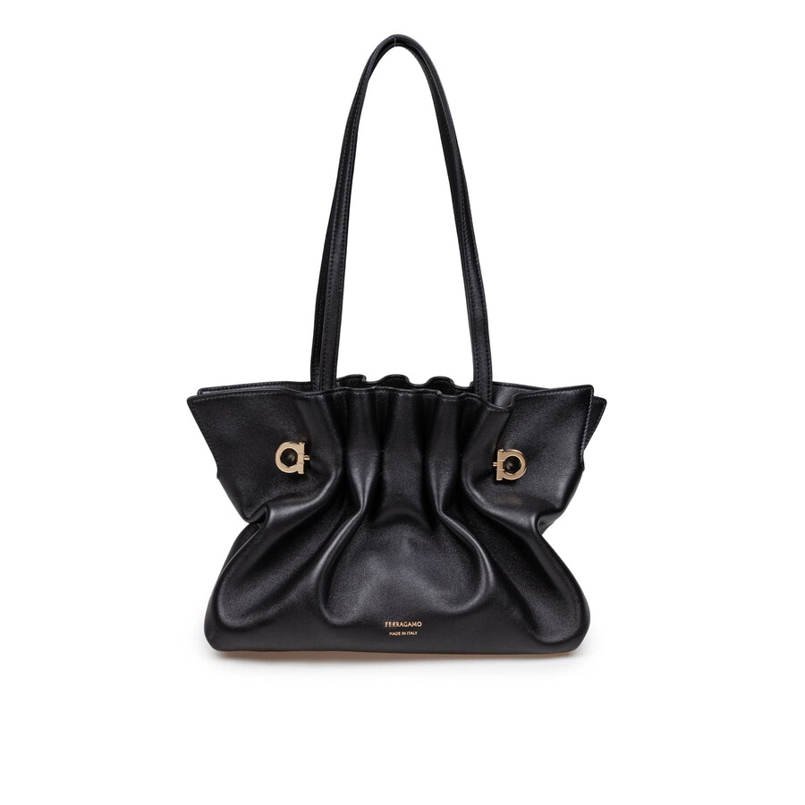 Ferragamo Medium Soft Shoulder Bag In Black
