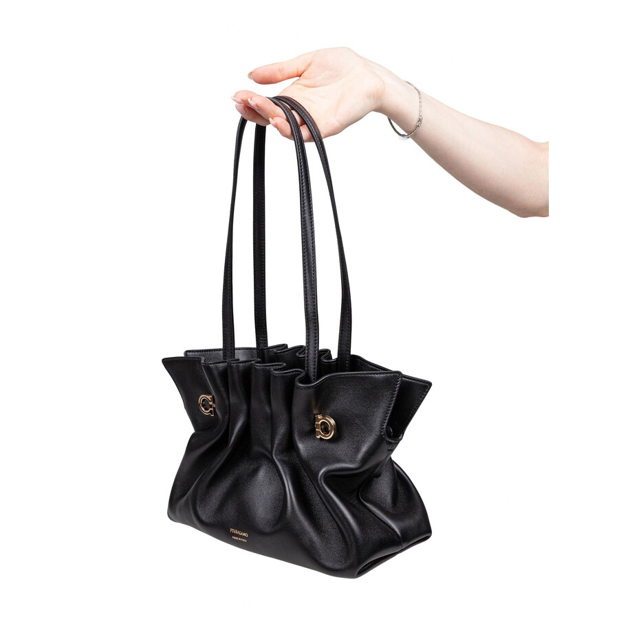 Ferragamo Medium Soft Shoulder Bag In Black