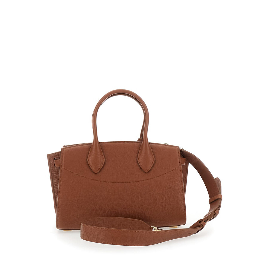 Ferragamo Soft Brown Handbag With Adjustable And Removable Shoulder Strap And Removable Logo Tag On  In Brown