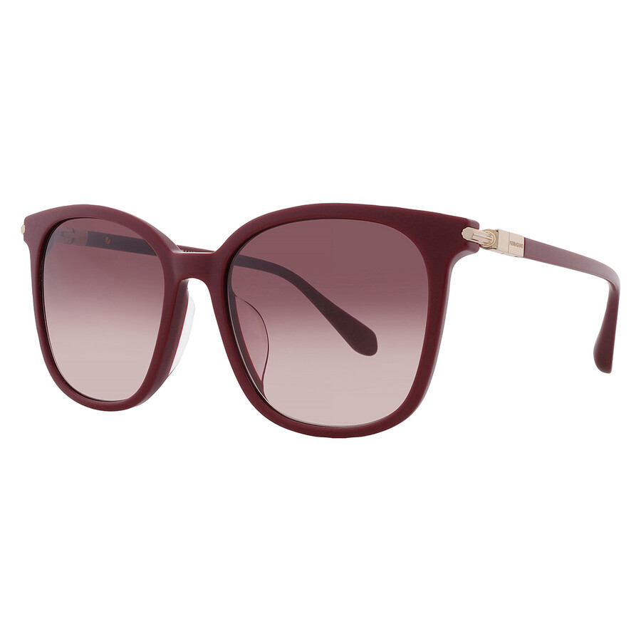 Ferragamo Square Ladies Sunglasses Sf1112slb 606 55 In Red