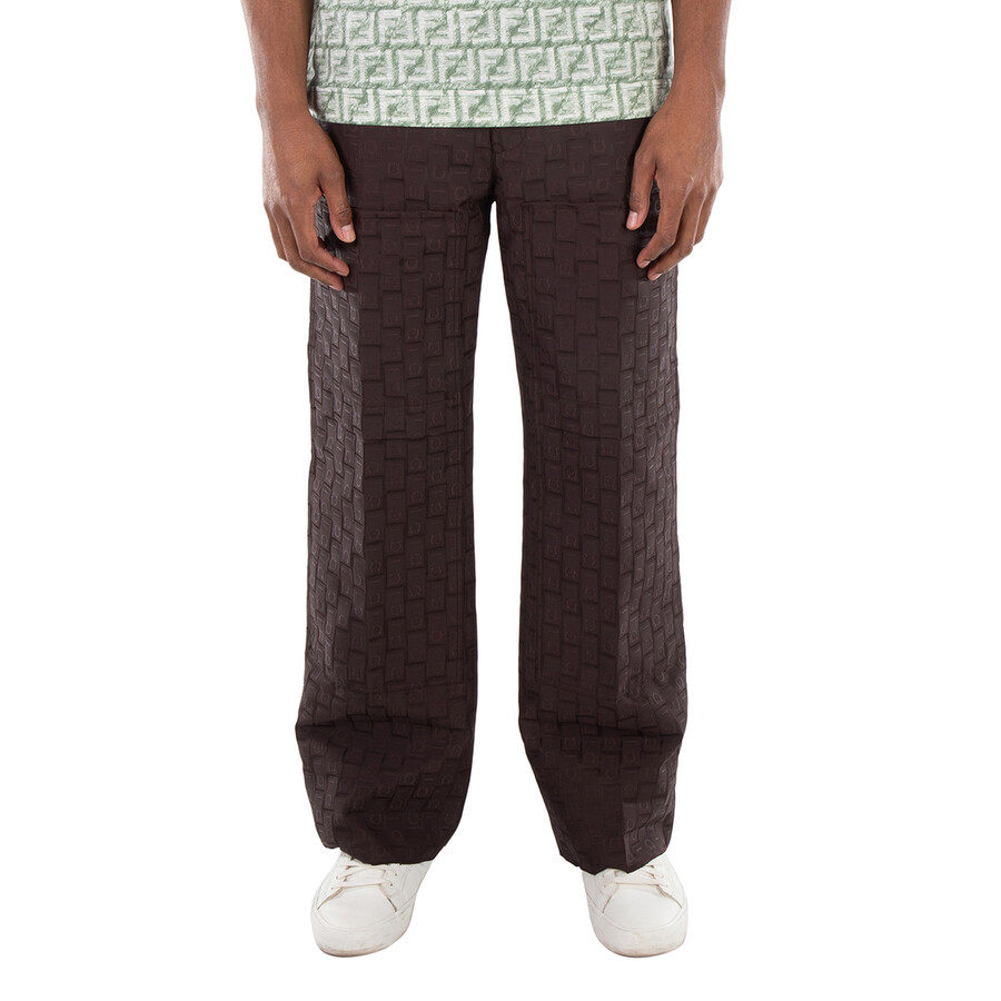 Straight Leg Monogram Pattern Trousers