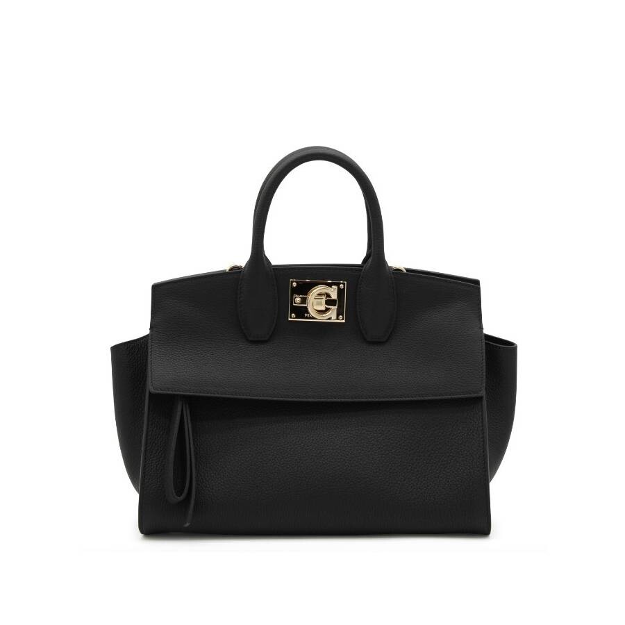 Ferragamo Studio Gancini Tote Bag In Black