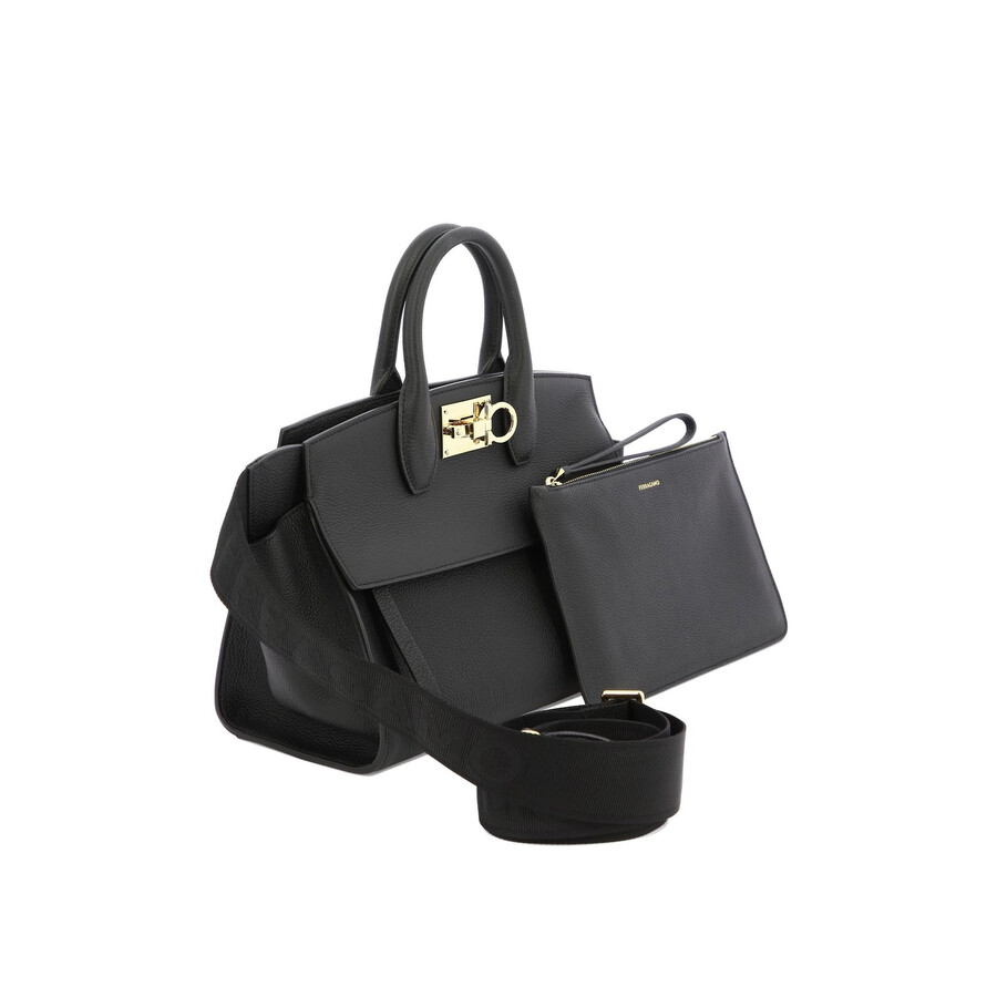 Ferragamo Studio Gancini Tote Bag In Black