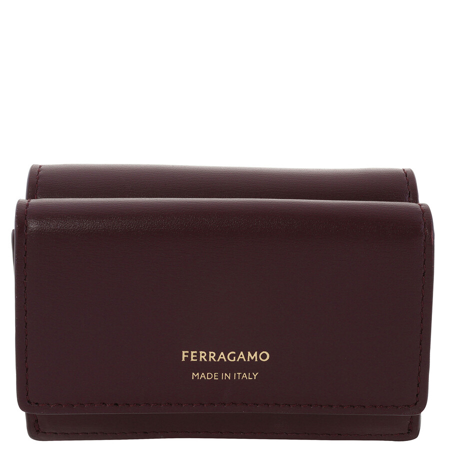 Ferragamo Tri-fold Leather Card Holder In Red