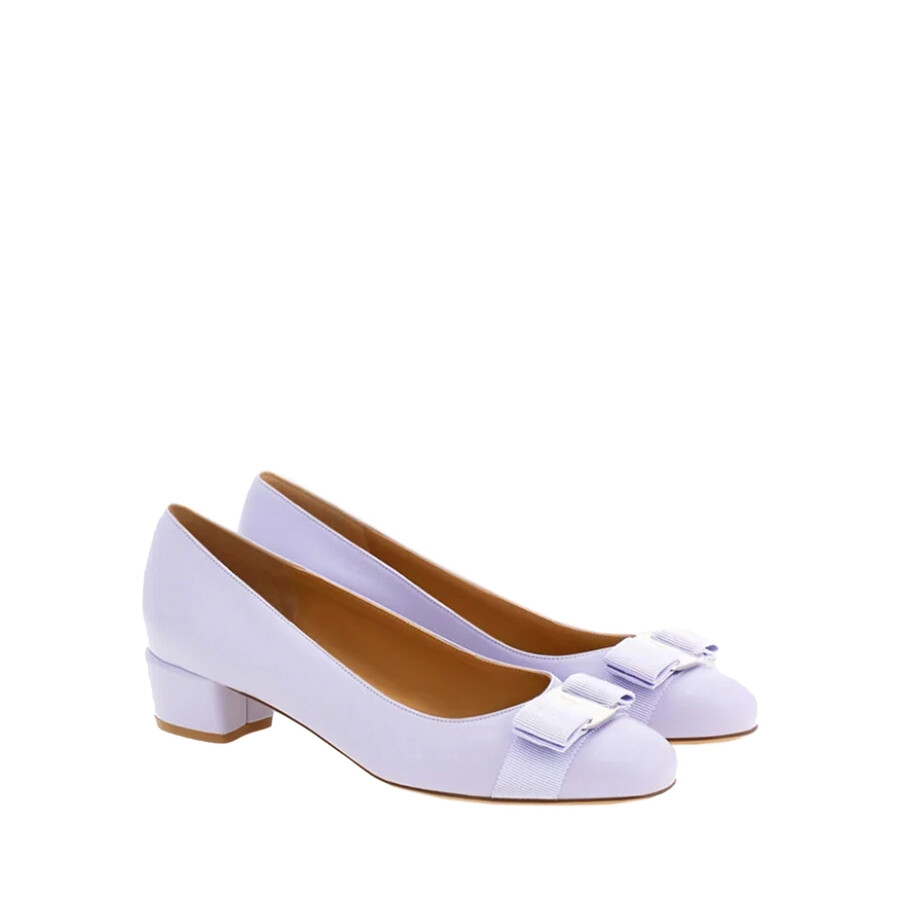 Ferragamo Vara Bow Nappa Leather Pumps In Purple