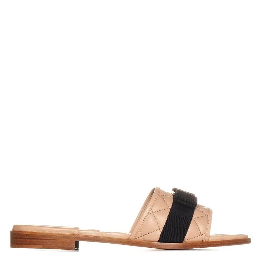 Ferragamo Vara Bow Quilted Nappa Slide Sandals