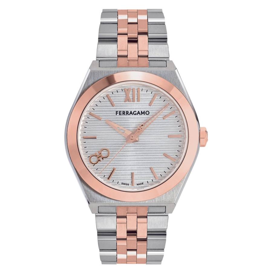 Salvatore Ferragamo メンズ　腕時計 Ferragamo Vega Quartz Silver Dial Two-Tone Men's Watch SFKI01124