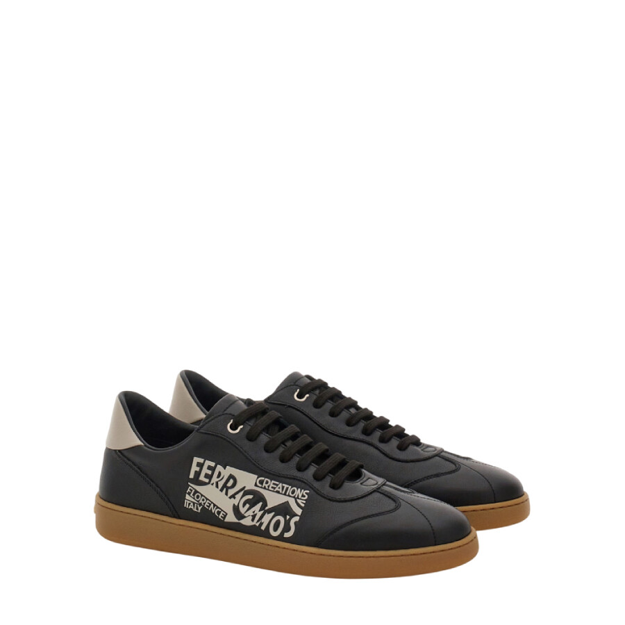 Ferragamo Venna Logo Low-top Sneakers In Black