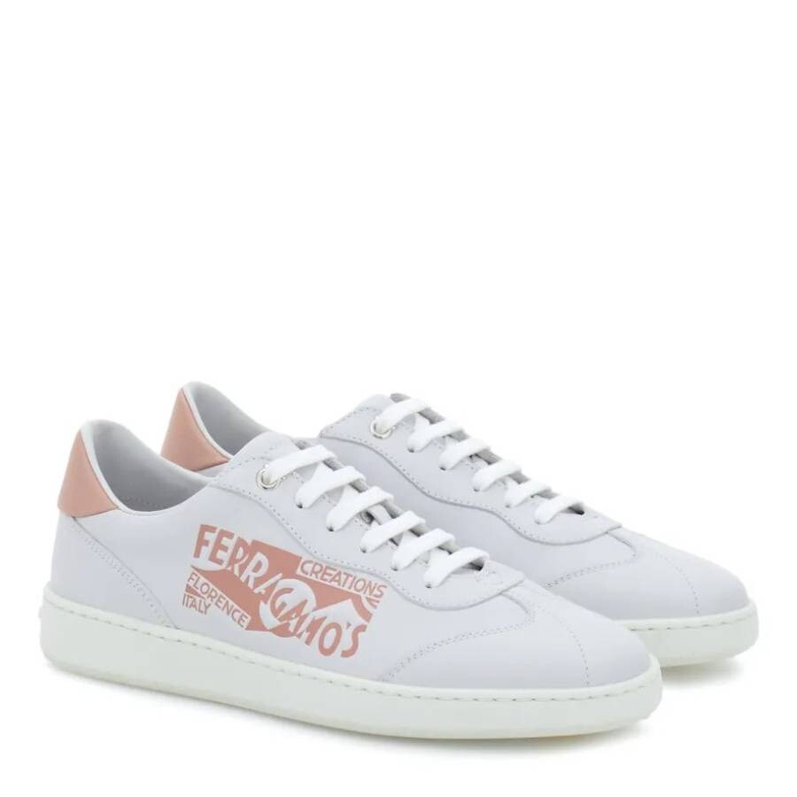 Ferragamo Woman Sneakers Light Grey Size 5.5 Calfskin In White