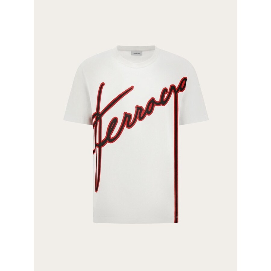Ferragamo White Cotton Logo Sweater, Size L 122616_781268