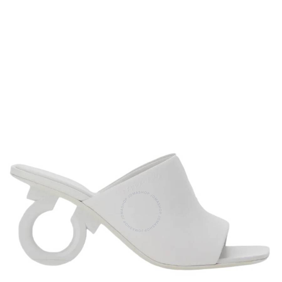 Ferragamo White Nappa Astro 70 Elinda Slide Sandals In White