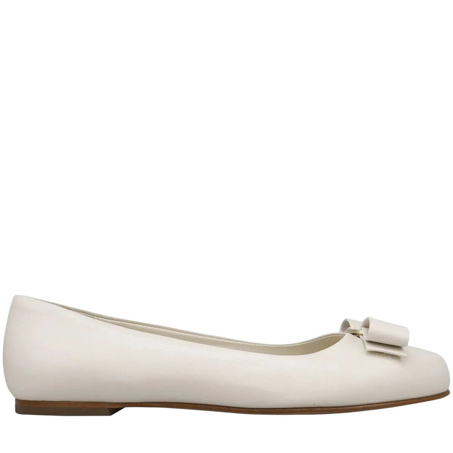 Ferragamo White Varina Ballet Flats, Size 6.5 01M621 779606