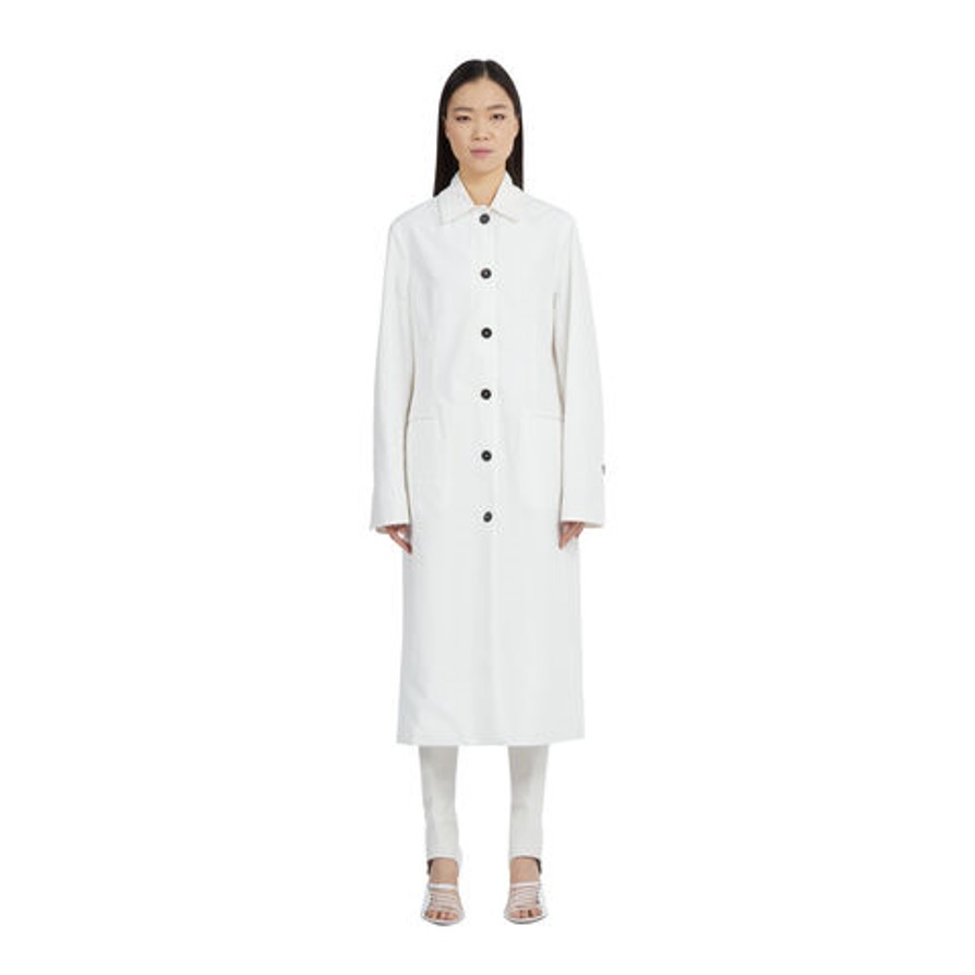 Ferragamo Womens Bright White Single-Breasted Dust Coat, Brand